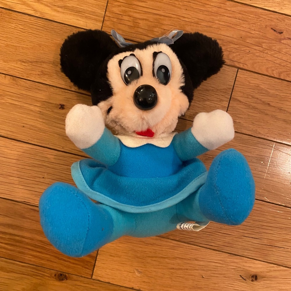 Vintage Disney Mickey's Christmas Carol Minnie Mouse Plush Doll Blue Dress